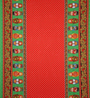 Ткань Рогожка 150 см "Матрешки" рис 21049 вид 1