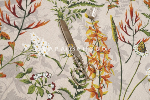 Ткань Полулён п/варёный 150 см 140 гр рис Льняная осень 21498
