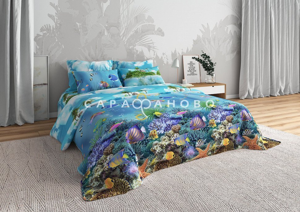 Ткань Бязь 220 см рис. Морское дно (основа)