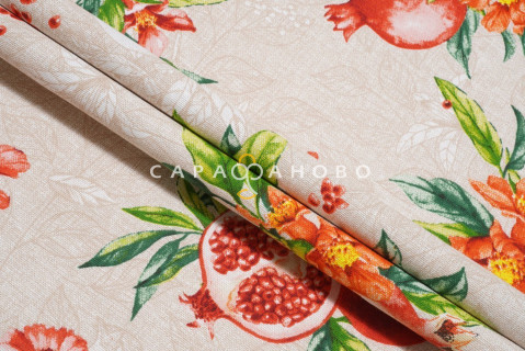 Ткань рогожка 150 см "Вкус граната" рис 11574-1