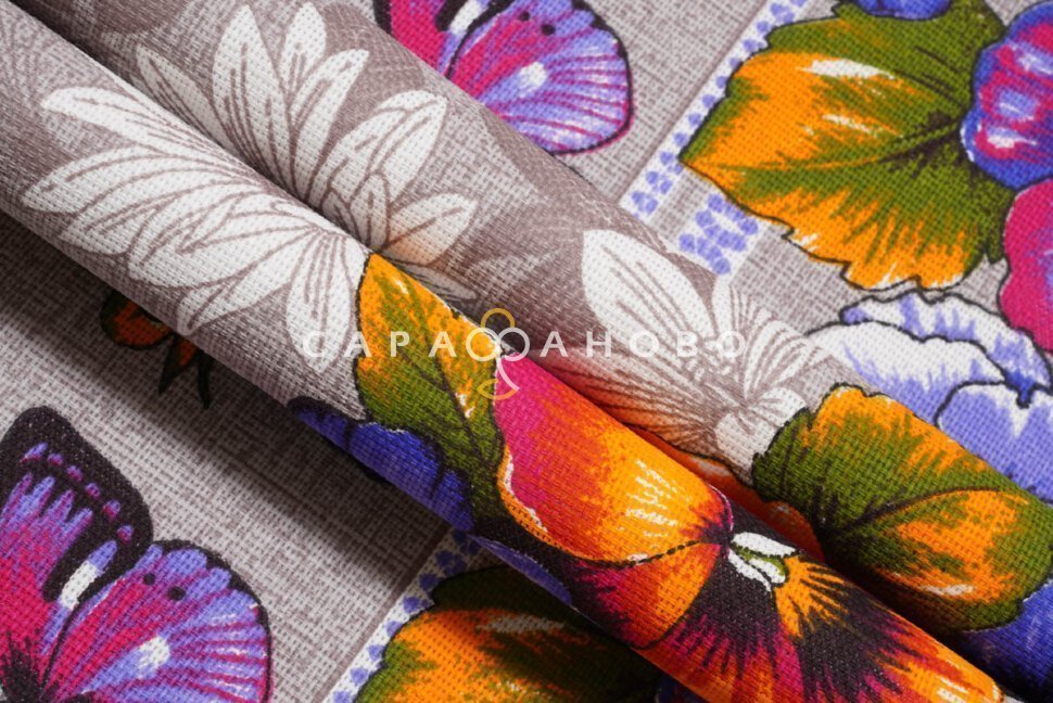 Ткань Рогожка 150 см рис. 30013/1 Анютины глазки