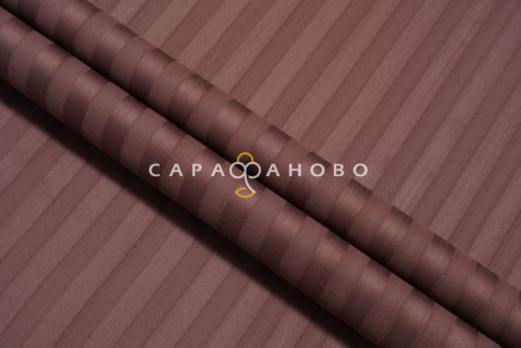 Ткань Страйп-Сатин 240 см рис. 19-1217 Горький шоколад (полоса 1х1)