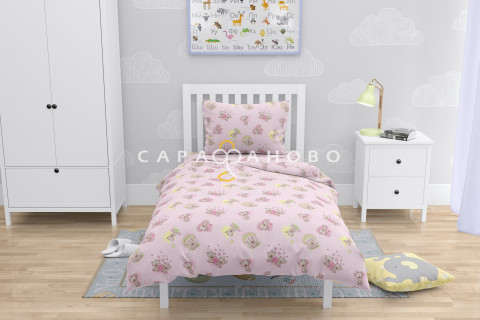 Ткань Бязь 150 см рис. 5854-2 "Мишка романтик"