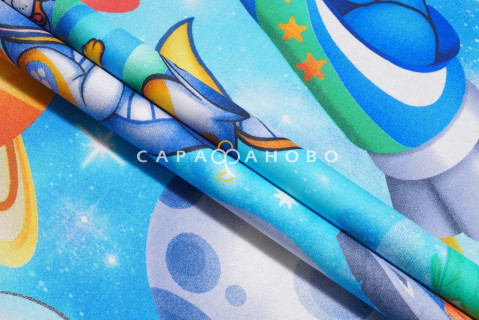 Ткань Бязь Комфорт 150 см Детская коллекция «Астронавты» рис 13055 вид 1