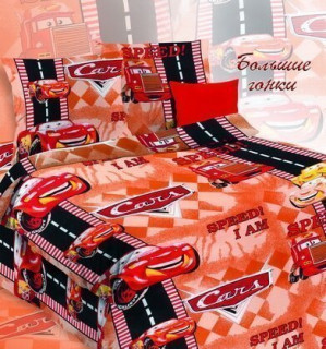 Ткань Бязь 150 см Детская коллекция "Большие гонки" рис 3916 вид 2