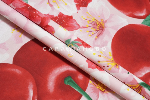 Ткань Бязь Комфорт 220 см "Спелая вишня" рис 15558 вид 1