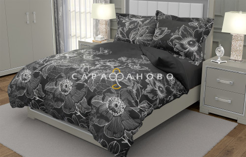 Ткань Перкаль 220 см 208981 Метафора черная основной 1