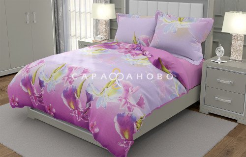 Ткань бязь 220 см "Ирисы" рис 4684 вид 1