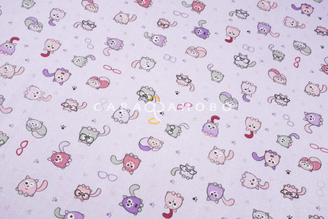 Ткань Ситец 95 см "Котики" рис 5586 вид 8