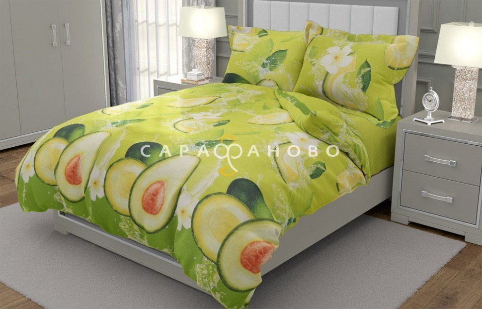 Ткань бязь 220 см 120 гр Миледи рис Авокадо fresh 70333