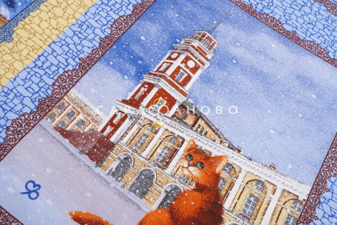 Ткань Рогожка 150 см "Питерские коты" рис 11327-1