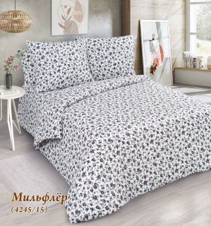 Ткань Бязь 220 см 120гр рис. Мильфлёр черн. 4245/15  