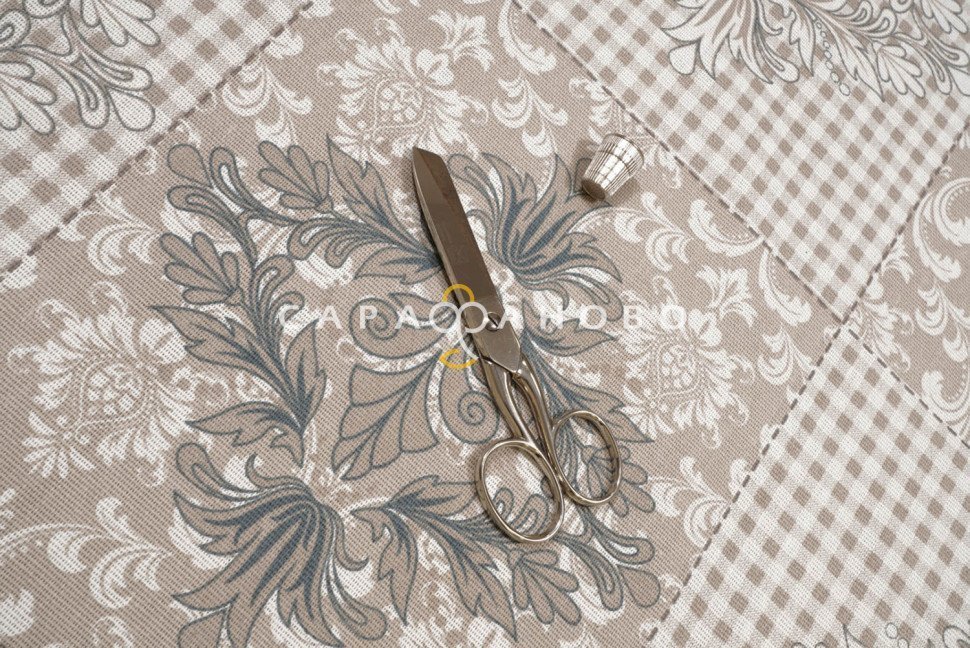 Ткань Рогожка 150 см рис. 30095/3 Дамаск (серый)
