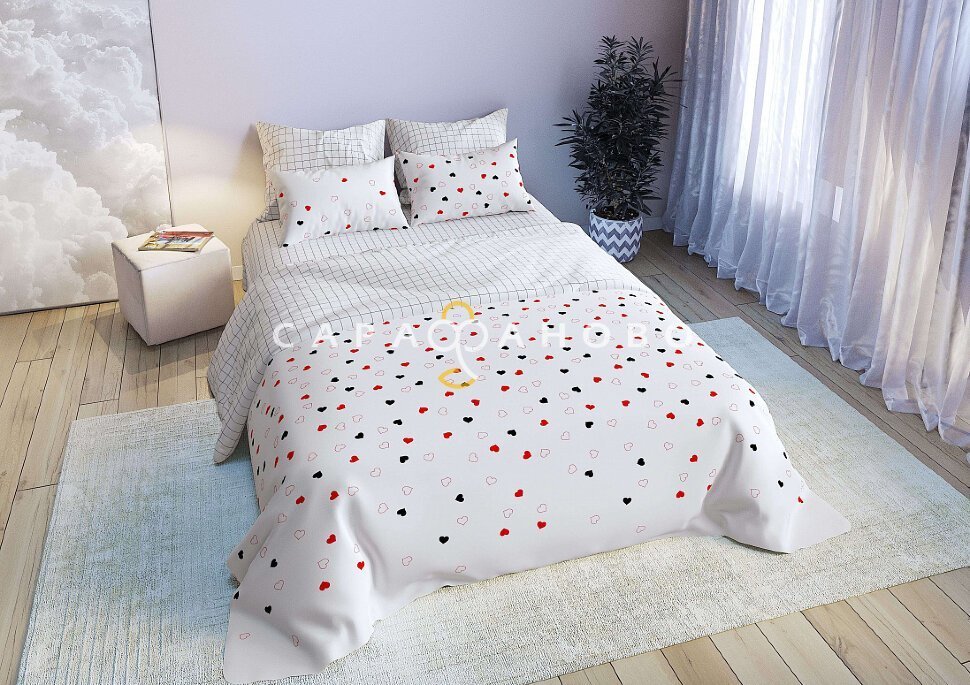 Ткань Перкаль 220 см 115 гр рис Love is вид 1 (основа)