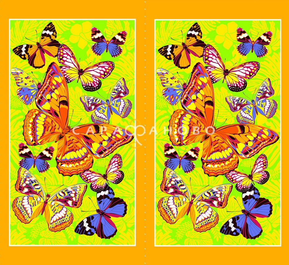 Ткань вафельное полотно 150 См. Бабочки (441-4)