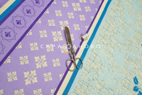 Ткань бязь 150 см 140 гр. рис 076 Орнамент с цветами 2/3