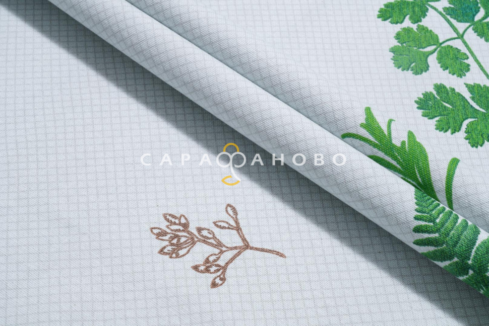 Ткань Рогожка 150 см 170 гр 2301/1 Ботаника (светлая скатерть)