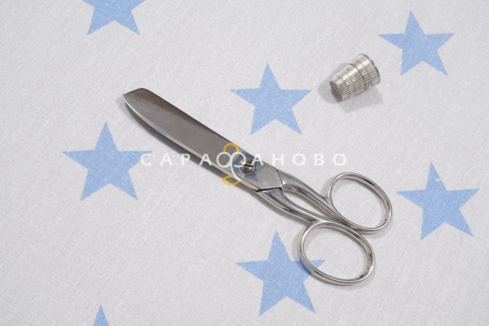 Ткань Бязь 150 см. Звезды крупные голубые рис. 8130/31